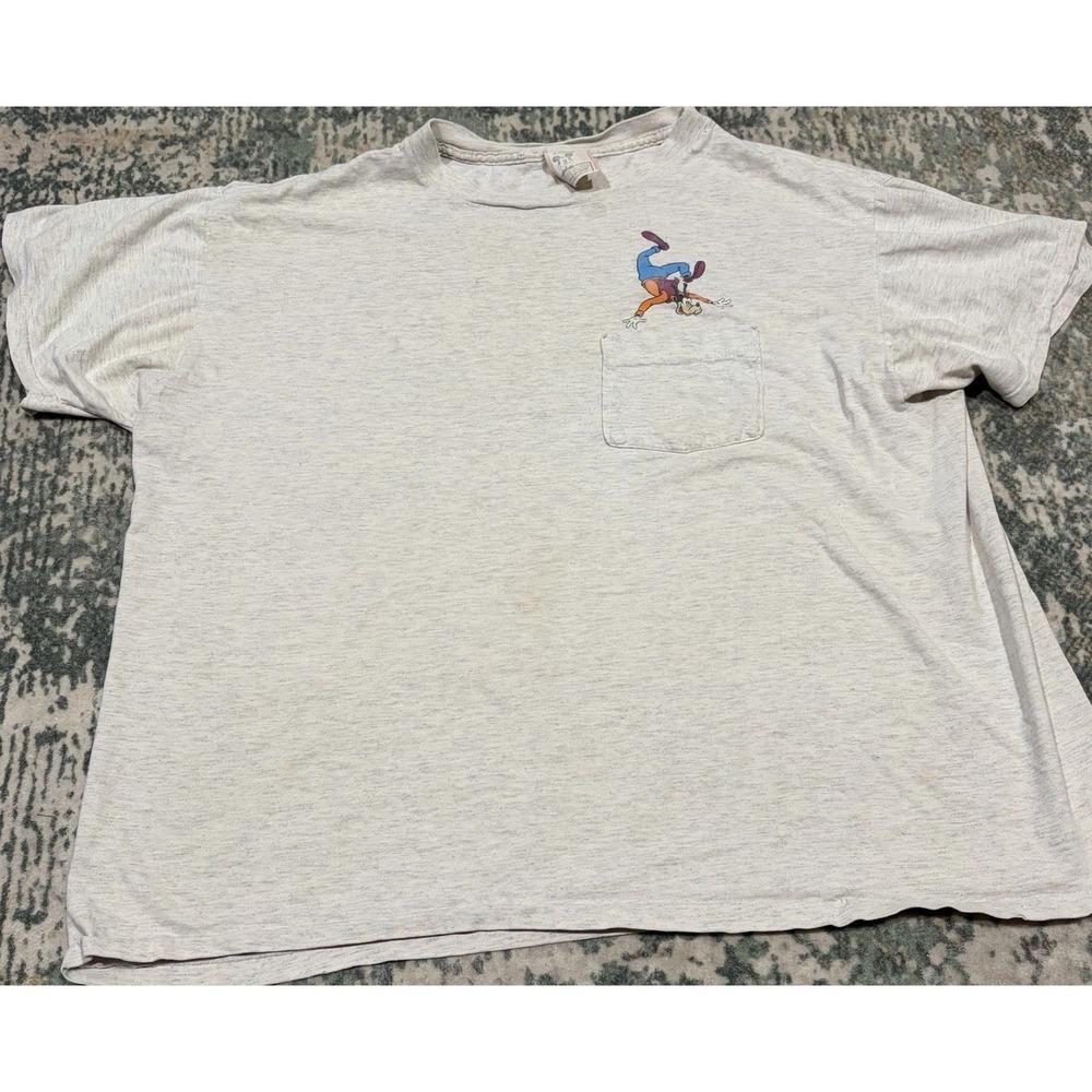 Vintage 90s Disney Designs Goofy Pocket T Shirt Single Stitch Made In USA L XL